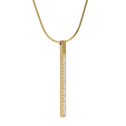 PT318G B.Tiff Gold Pave Bar Pendant