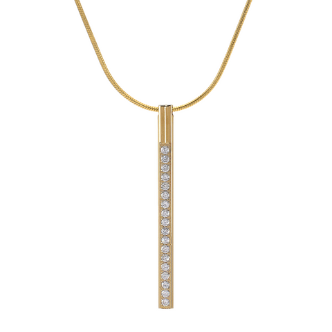 PT318G B.Tiff Gold Pave Bar Pendant