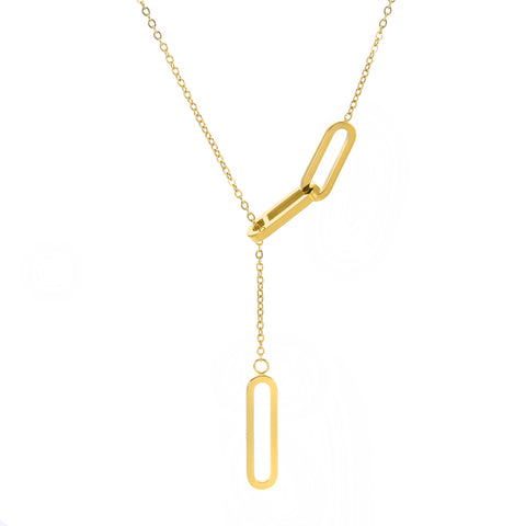 PT330G B.Tiff Adjustable Gold Thin Rolo Chain Necklace with Paperclip Links