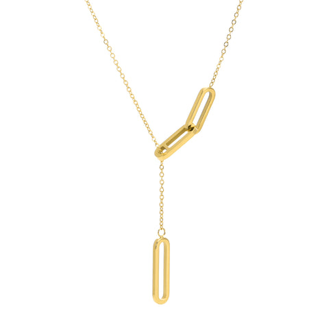 PT330G B.Tiff Adjustable Gold Thin Rolo Chain Necklace with Paperclip Links