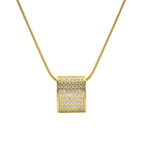 PT444G B.Tiff Gold Pavé Oreiller Pendant Necklace with Coil Chain