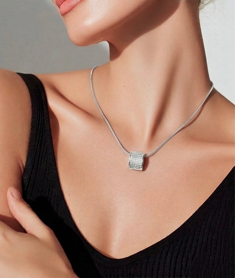 PT444W B.Tiff Pavé Oreiller Pendant Necklace with Coil Chain