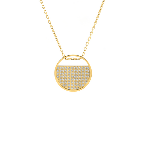 PT500G B.Tiff Gold Pavé Lune Pendant