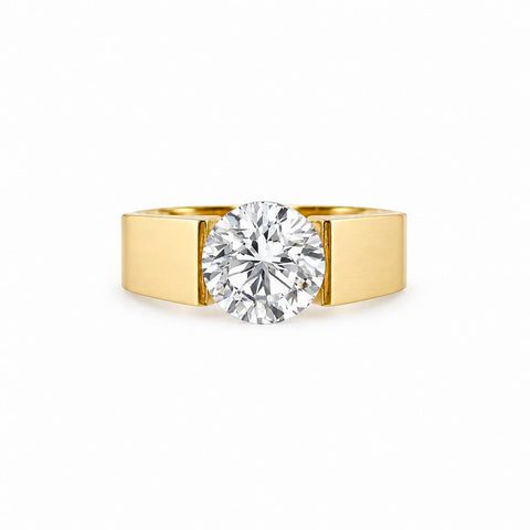 RG093MG-3ct B.Tiff 3 ct Moissanite Round Gold Solitaire Engagement Ring