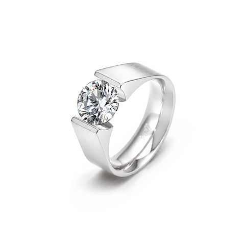 RG093MW B.Tiff 2 ct Moissanite Round Solitaire Engagement Ring