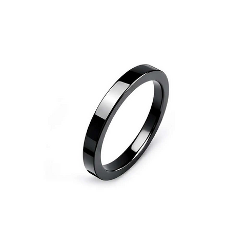 RG103BP B.Tiff High Polish Plain Black Ceramic Ring [Thin Band]