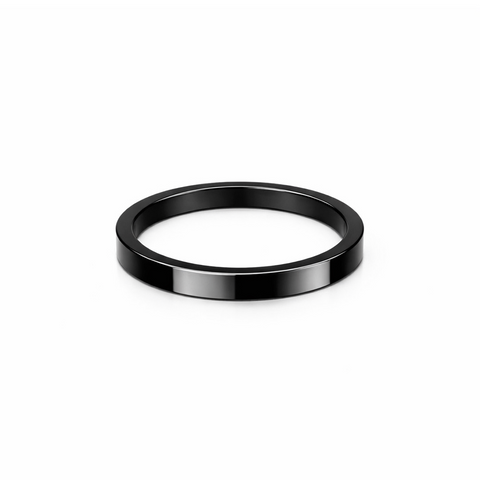 RG103BP B.Tiff High Polish Plain Black Ceramic Ring [Thin Band]