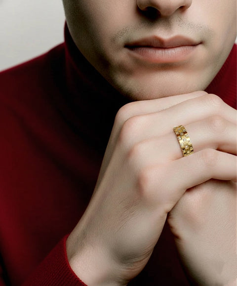 RG104G B.Tiff Gold Pavé Trellis Ring [Wide Band]