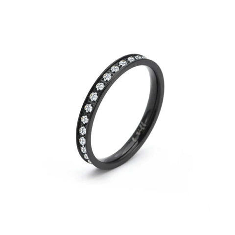 RG111B B.Tiff Black Stacking .01 ct Eternity Ring [Thin Band]