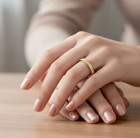 RG111G B.Tiff Gold Stacking .01 ct Eternity Ring [Thin Band]