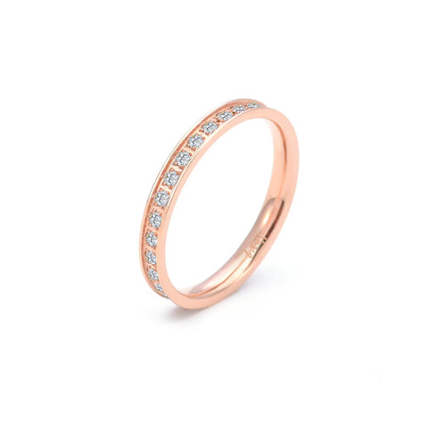 RG111RG B.Tiff Rose Gold Stacking .01 ct Eternity Ring [Thin Band]