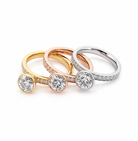 RG112G B.Tiff Gold 2 ct Solitaire Pave Engagement Ring [Thin Band]