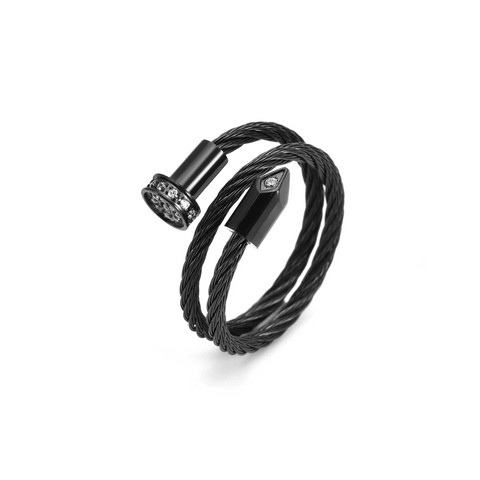 RG115B B.Tiff Black Pavé Pointe Cable Adjustable Ring