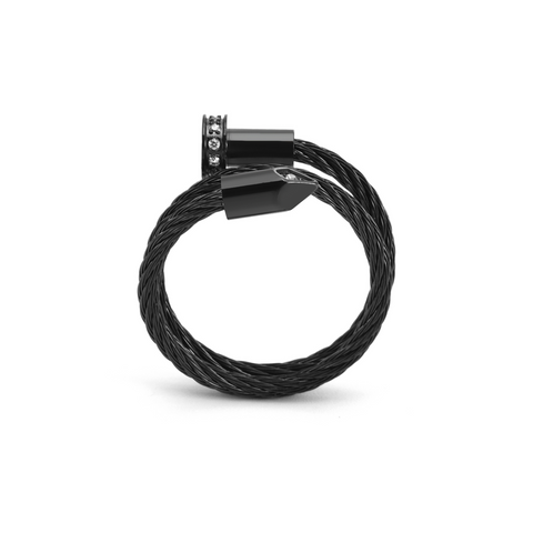 RG115B B.Tiff Black Pavé Pointe Cable Adjustable Ring