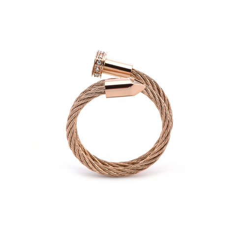 RG115RG B.Tiff Rose Gold Pavé Pointe Cable Adjustable Ring