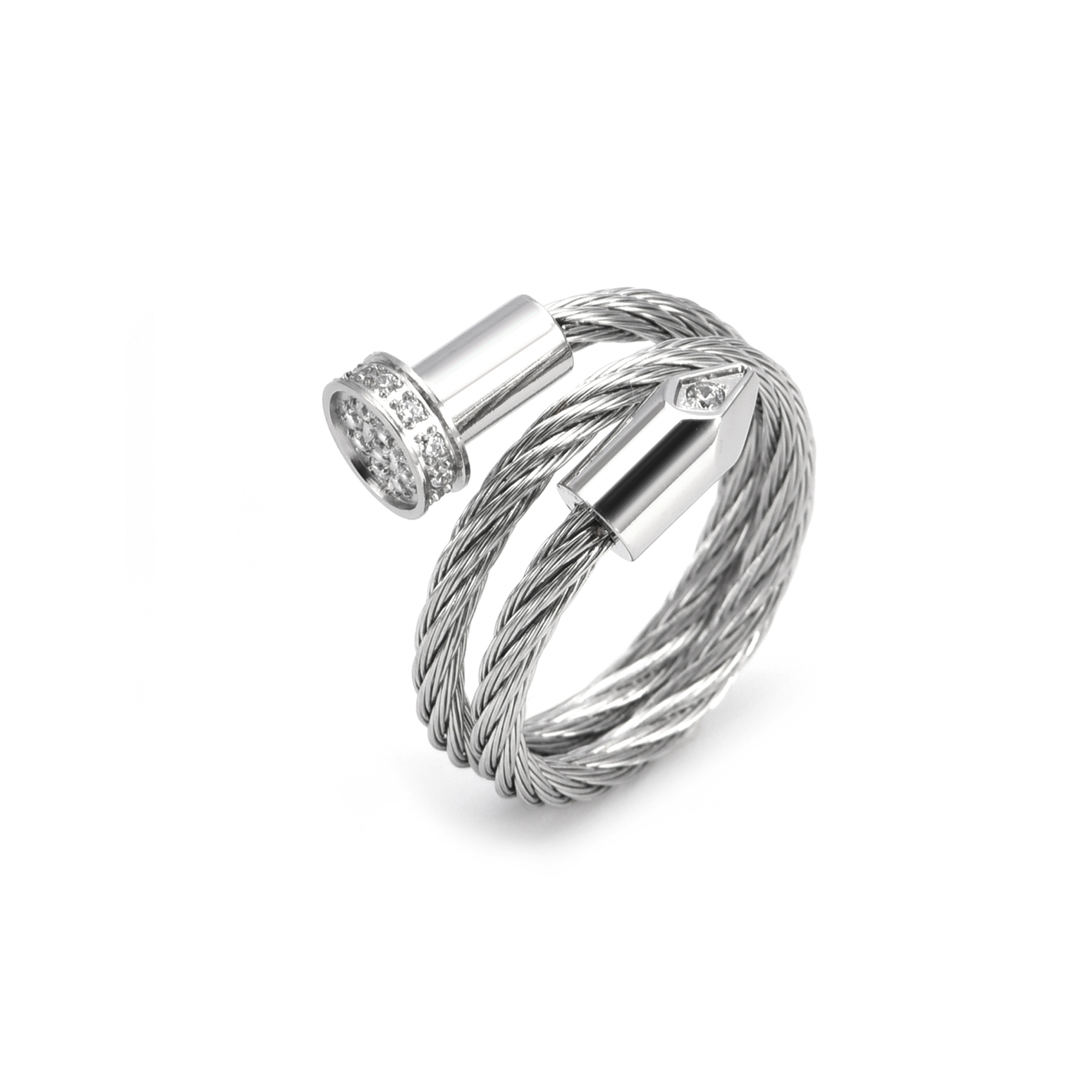 Multi Cable Ringer RG115W B.Tiff Pavé Pointe Cable Adjustable Ring – B.Tiff New York