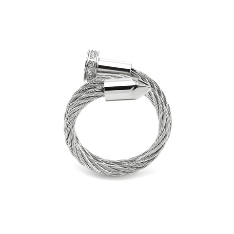 RG115W B.Tiff Pavé Pointe Cable Adjustable Ring