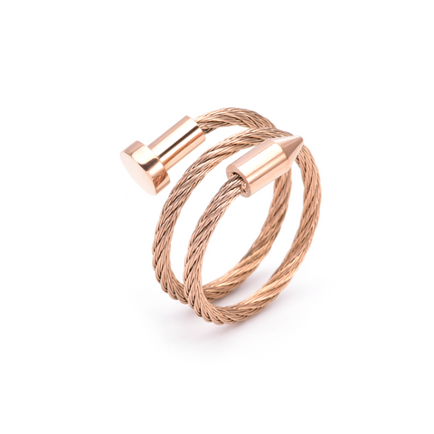 RG116RG B.Tiff Rose Gold Pointe Cable Adjustable Ring