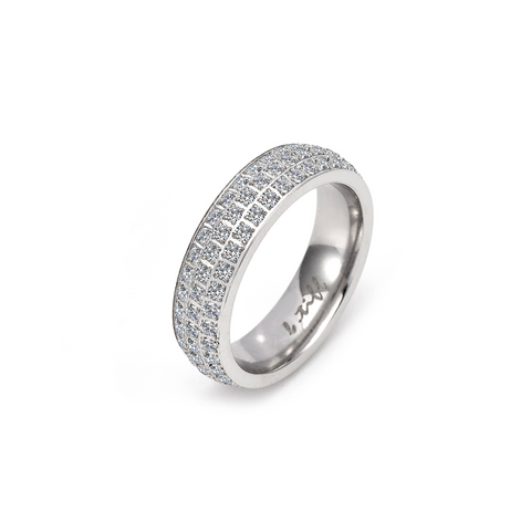 B.Tiff Aŭreolo II 1 ct Cushion Cut Halo Engagement Ring & Three-Row Eternity Band Set