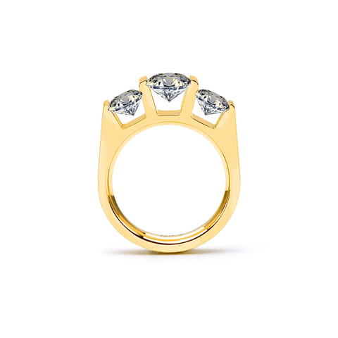 RG203G B.Tiff 18K Gold Plated 3-Stone Cushion Cut Engagement Ring