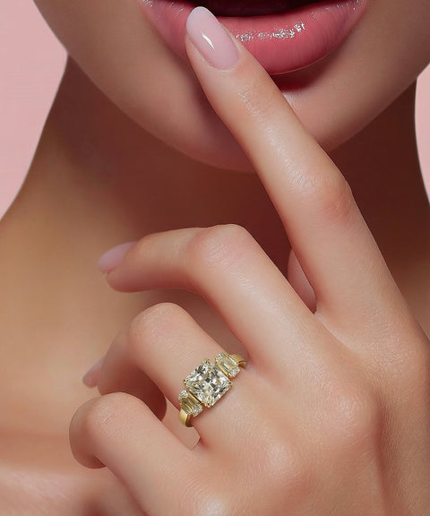 RG206G B.Tiff Tension Gold 2 ct Cushion Cut with Emeralds Engagement Ring