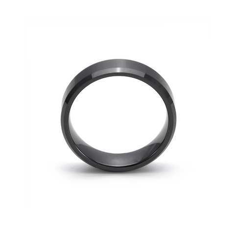RG602B B.Tiff Black 2-Tone Beveled Edge High Tech Ceramic Ring