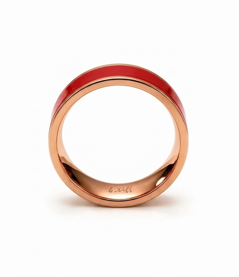 RG800RGR B.Tiff Rose Gold Red Enamel Ring [Wide Band]
