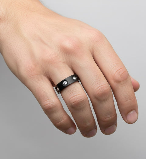 RG808B B.Tiff Matte Black 8-Stone Pave Ring