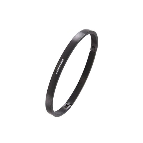 BG309B B.Tiff Black 9-Stone Pave Bangle Bracelet
