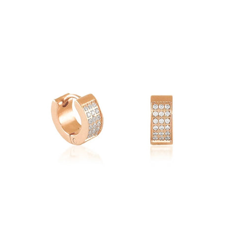 ER418RG B.Tiff Rose Gold Pavé Huggie Earrings