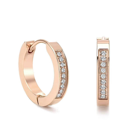 ER305RG B.Tiff Rose Gold Pavé 18-Stone Hoop Earrings