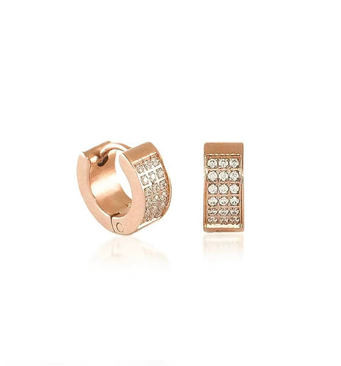 ER418RG B.Tiff Rose Gold Pavé Huggie Earrings