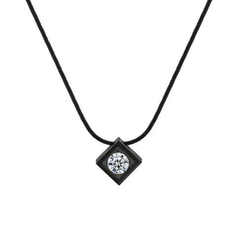 PT301B B.Tiff Black Cubi Pendant Necklace