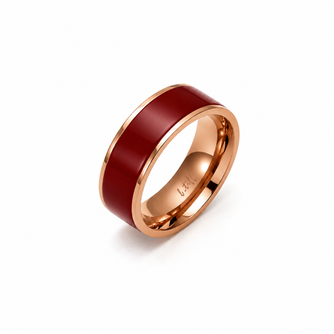 RG800RGR B.Tiff Rose Gold Red Enamel Ring [Wide Band]