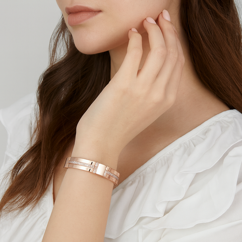 BG107RGP B.Tiff Pavé High Polish Rose Gold Harmony Bangle Bracelet