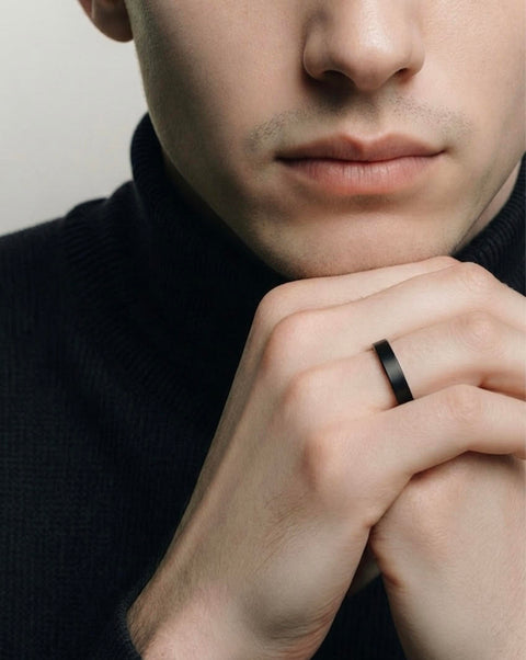 RG105B B.Tiff Plain Black Ceramic Ring [Thin Band]