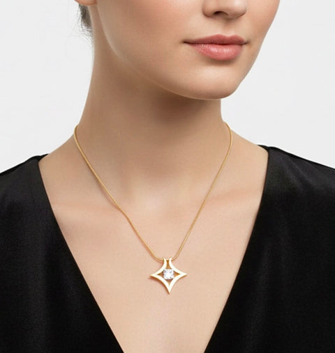 PT124G B.Tiff Gold Natal 1 ct Princess Cut Tension Pendant Necklace