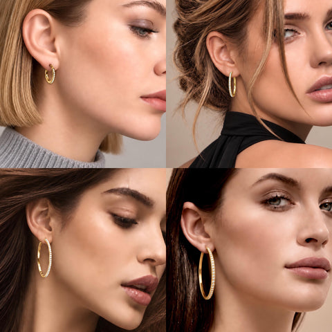 ER317G B.Tiff Gold Pavé 58-Stone Classic Large Hoop Earrings