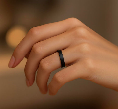 RG103B B.Tiff Plain Black Ceramic Ring [Thin Band]