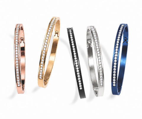 BG333B B.Tiff Black Eternity 25 Bangle Bracelet