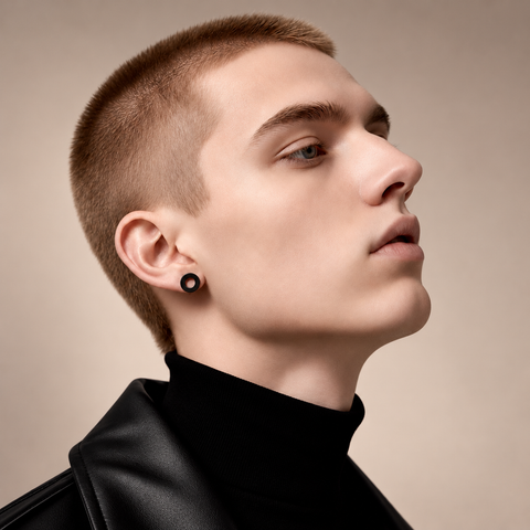 ER001B B.Tiff Black Open Circle Stud Earrings