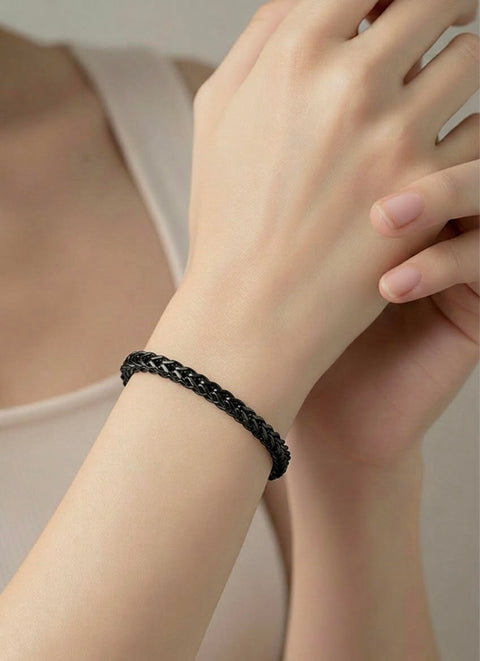 BG140B B.Tiff Black Franco Link Bracelet