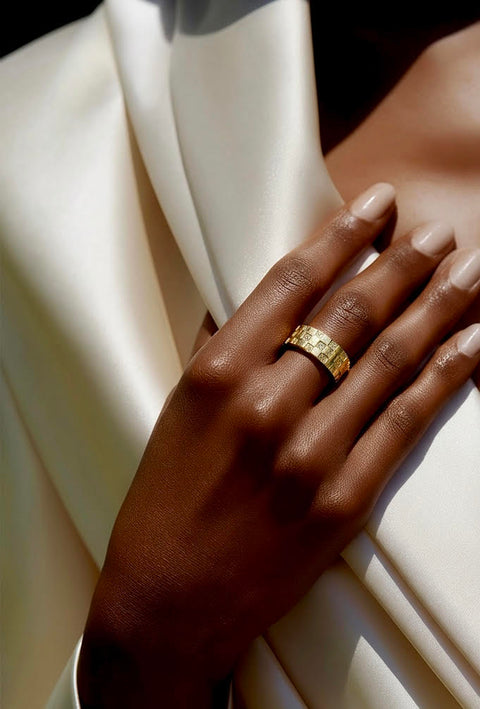 RG104G B.Tiff Gold Pavé Trellis Ring [Wide Band]