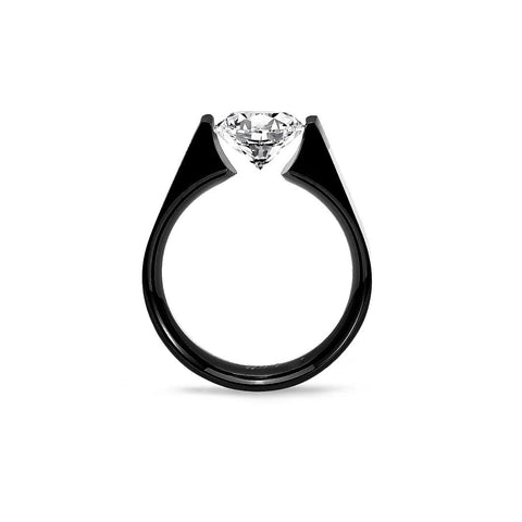 RG093MB B.Tiff 2 ct Moissanite Round Black Solitaire Engagement Ring