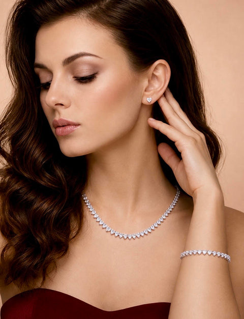 BG399W B.Tiff 4mm Heart Tennis Bracelet - Thin