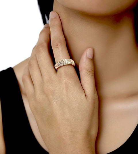 RG130G B.Tiff Gold Three-Row Eternity Ring