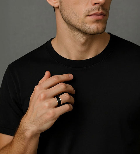 RG800WB B.Tiff Black Enamel Ring [Wide Band]