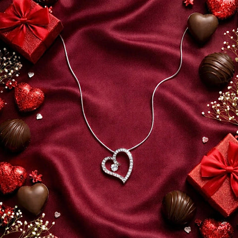 PT092W B.Tiff Pavé  Heart Pendant