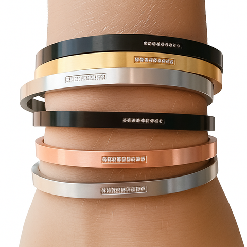 BG309W B.Tiff 9-Stone Pave Bangle Bracelet