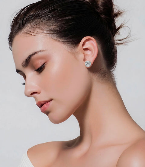 ER125W B.Tiff Pavé 1 ct Aŭreolo Earrings